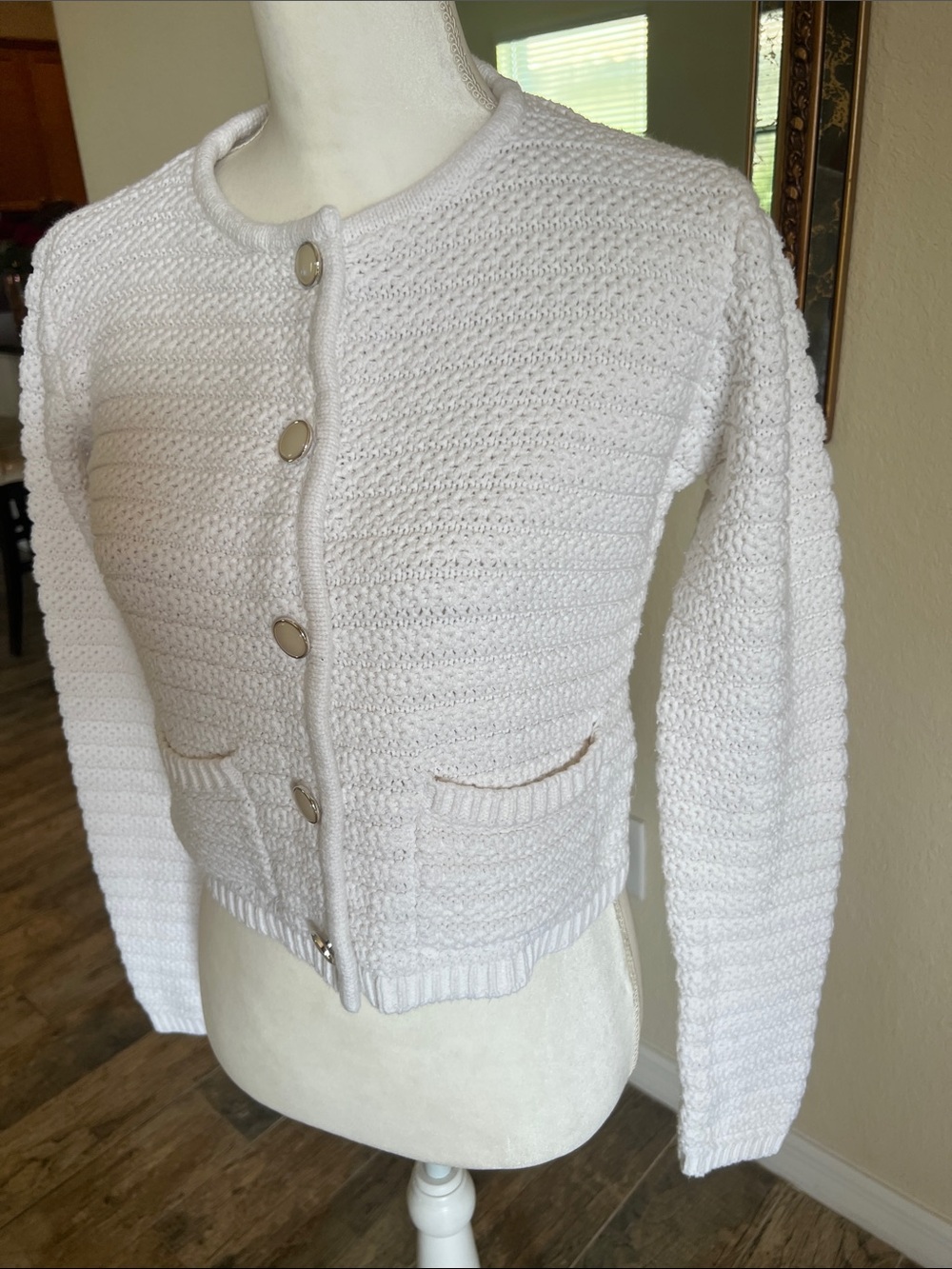 Joie White Textured Knit Button-Front Cardigan - Picture 8 of 17